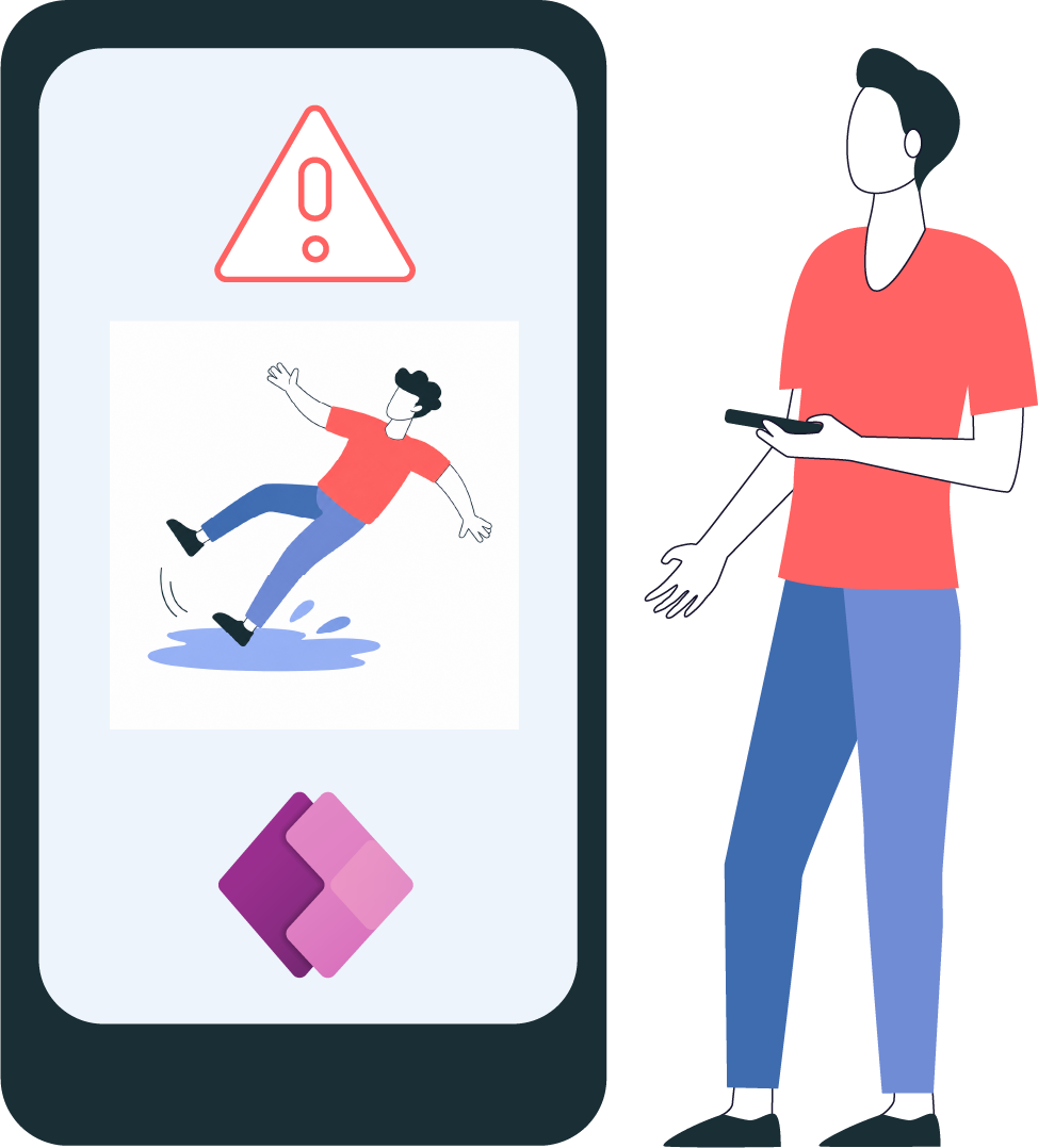 An employee reports a potential safety incident using a Microsoft Power Apps application.
